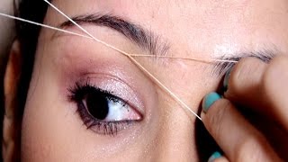 Painless Eyebrow Threading Tutorial At Home Useful Tips  SUPER EASY [upl. by Etsirk]