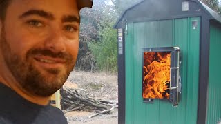 Outdoor Wood Burning Furnace Tour HOW IT WORKS [upl. by Farrar]