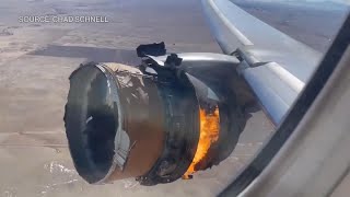 Watch Boeing 777 Engine Catches Fire Over Colorado [upl. by Lindemann81]