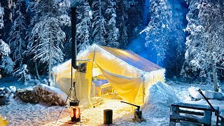 29C WINTER CAMPING IN THE WARMEST HOT TENT ON EARTH [upl. by Siri]