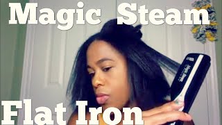 Magic Steam Pro Flat Iron Review  Straightening 4C Natural Hair [upl. by Ainafetse129]