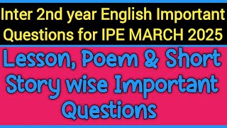 Inter 2nd year English Important Questions for IPE March 2025 [upl. by Ludeman238]