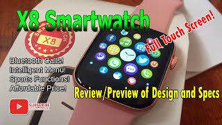 X8 Smartwatch Unboxing Review  Specs Menus and Features [upl. by Acinad606]