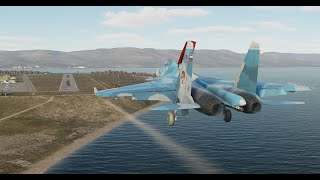 Su33 long final to Novorossiysk Cockpit view  External touchdown camera DCS [upl. by Etnaed]