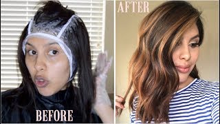 DIY HIGHLIGHTS USING CAP Revlon Frost amp Glow Highlighting Kit [upl. by Pepper]