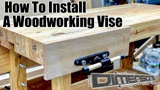 How to install a Woodworking Vise Woodworking Quick Release Vise [upl. by Anaeli]