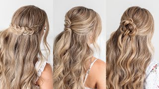 3 FALL HALF UPDOS 🍂 EASY HAIRSTYLES  Missy Sue [upl. by Eyot]