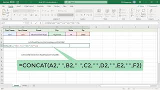 How to use CONCAT Function in Excel  Office 365 [upl. by Mccurdy]