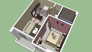 Sketchup Interior Design  Apartment [upl. by Aisinut]