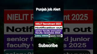 NIELIT Recruitment 2025 punjabjobalert13 [upl. by Siravat86]