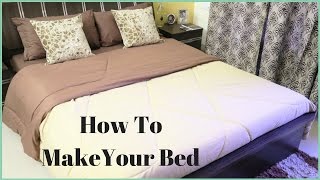 How To Make A Bed How To Put A Bed Sheet On A Bed [upl. by Hplodur352]