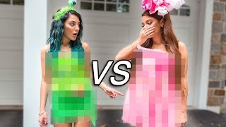 DIY Halloween Costume Challenge Sister VS Sister [upl. by Novaj]