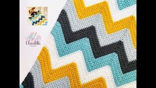 CROCHET CHEVRON STITCH  EASY BABY BLANKET [upl. by Hedda]