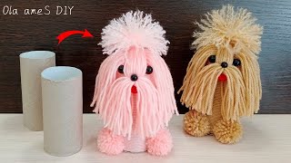 ❤️ Симпатичная СОБАЧКА из Втулки и Ниток 🐶🧶🐶 The Best Yarn Dog  How to Make 🌟 Ola ameS DIY [upl. by Yhtnomit608]