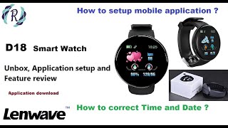 D18 Smart Watch  Unboxing Setup dateTime First time setup and feature review [upl. by Kroo]