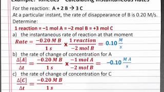 CHEM 201 Kinetics  Calculating Instantaneous Rates [upl. by Enitsenrae]