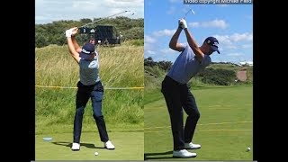 Justin Thomas golf swing  Long Iron faceon amp downtheline July 2017 [upl. by Edivad]