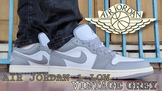 Air Jordan 1 Low quot Vintage Grey quot Unboxing and On Feet Review [upl. by Gnim]