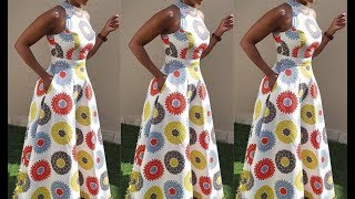 How to cut sew a sleeveless circle gown with turtle neck The needle woman [upl. by Brandes]