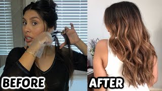 USING A HIGHLIGHTING COMB At Home Balayage Highlights Dark to Light Transformation [upl. by Mansfield]