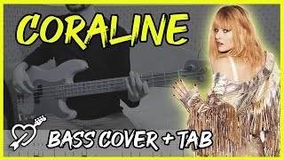 Coraline  Måneskin  Bass Cover  TAB [upl. by Eiramoj]