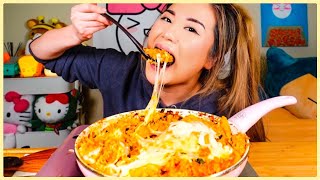 Cooking Mukbang CHEESY KIMCHI FRIED RICE l RECIPE [upl. by Nyliak114]