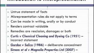 Misrepresentation Lecture 1 of 4 [upl. by Manuel]