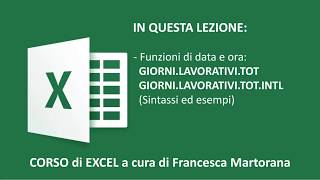 EXCEL tutorial 7J  GIORNI LAVORATIVI in Excel [upl. by Anilas]