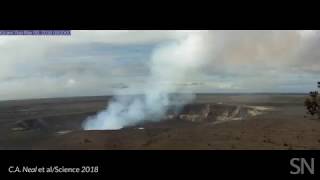 Watch Kilaueas summit caldera collapse  Science News [upl. by Trista]