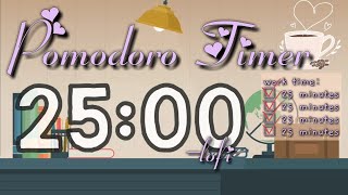 Pomodoro timer with music 25  5 mins break Lofi aesthetic study music 📚 [upl. by Atenik63]