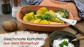 Geschmorte Kartoffeln aus dem Römertopf  ein original Römertopf Rezept [upl. by Etnaihc]