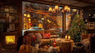 Relaxing Winter Night Ambience  Christmas Jazz amp Fireplace for Cozy Moments [upl. by Aelam]