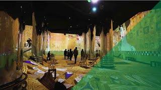 Immersive 360 projection mapping of Gustav Klimt on firerated textiles by ShowTex [upl. by Osman]