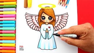 Aprende a dibujar un ANGEL KAWAII  How to draw a Cute Angel [upl. by Toiboid]