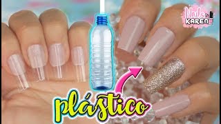 UÑAS POSTIZAS con BOTELLAS de PLÁSTICO  RECICLADAS [upl. by Middlesworth969]