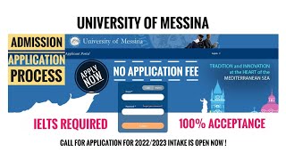 UNIVERSITY OF MESSINA Admission Process  NO APPLICATION FEE [upl. by Crescantia63]