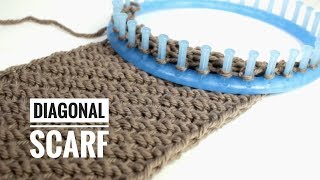 How to Loom Knit a Diagonal Infinity Scarf DIY Tutorial [upl. by Neila]