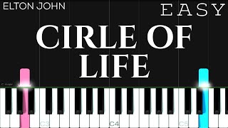 Lion King  Circle Of Life Elton John  EASY Piano Tutorial [upl. by Giorgi]