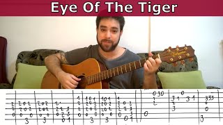 Fingerstyle Tutorial Eye of the Tiger  Guitar Lesson w TAB [upl. by Spatz990]