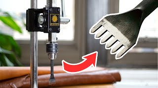 Using A Hand Press Machine to Punch Leather Stitching Holes [upl. by Inessa583]