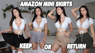 TRY ON HAUL  Mini Skirts from Amazon [upl. by Onitnerolf]