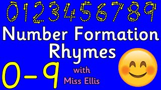 NUMBER FORMATION RHYMES 09 with Miss Ellis 💙 numberformation [upl. by Lorre]