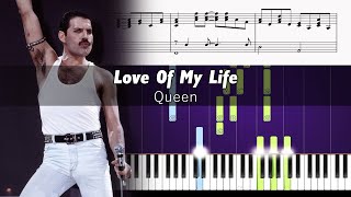 Queen  Love Of My Life  Piano Tutorial  SHEETS [upl. by Ailaroc]