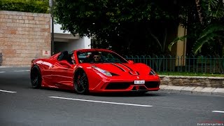 4x Ferrari 458 Speciale Aperta in Monaco  Revs amp Accelerations [upl. by Micheline]