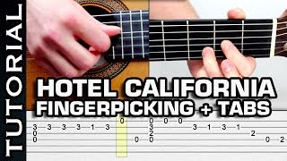 como tocar Hotel California FingerPicking  Clase Completa con tabs en guitarra acústica [upl. by Edahs192]