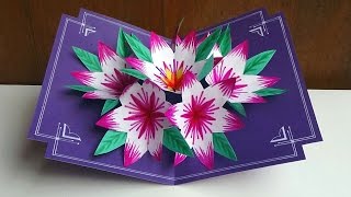 Making A 3d Flower Pop UP Card  Easy And Simple Steps [upl. by Amand]