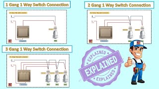 1 Gang 2 Gang amp 3 Gang 1 Way Switch Connection  How to Wire Light Switch [upl. by Jobi]